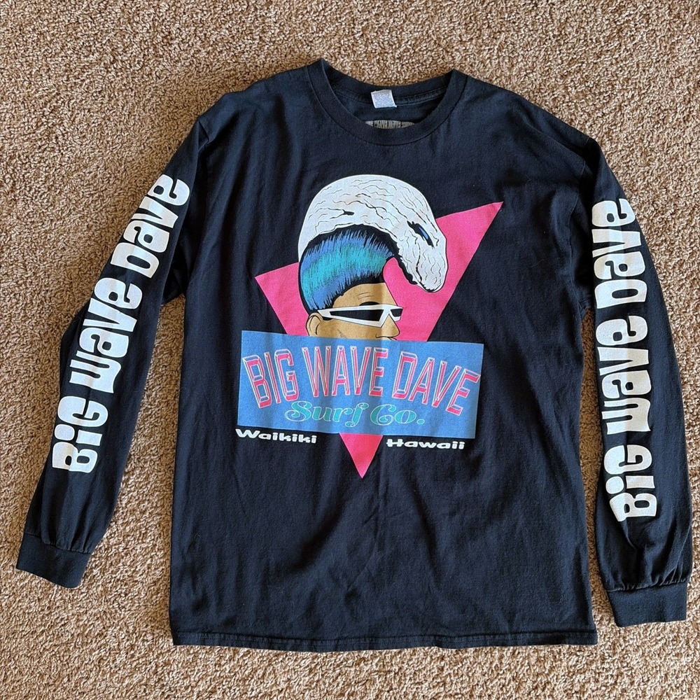 Big Wave Dave Surf Co Hawaii Graphic Long Sleeved Tee Tshirt‎ Adult Mens Large